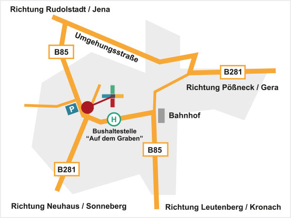 Anfahrtsskizze Saalfeld Kultur